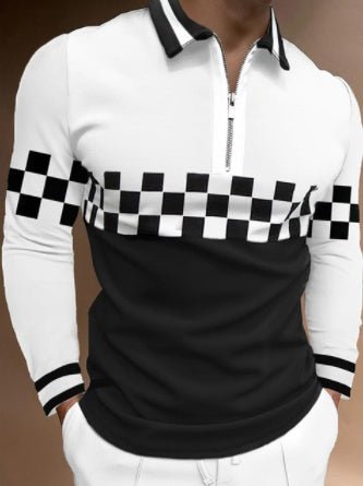 Men's Long Sleeve Lapel Striped Slim Polo Shirt - PratSN