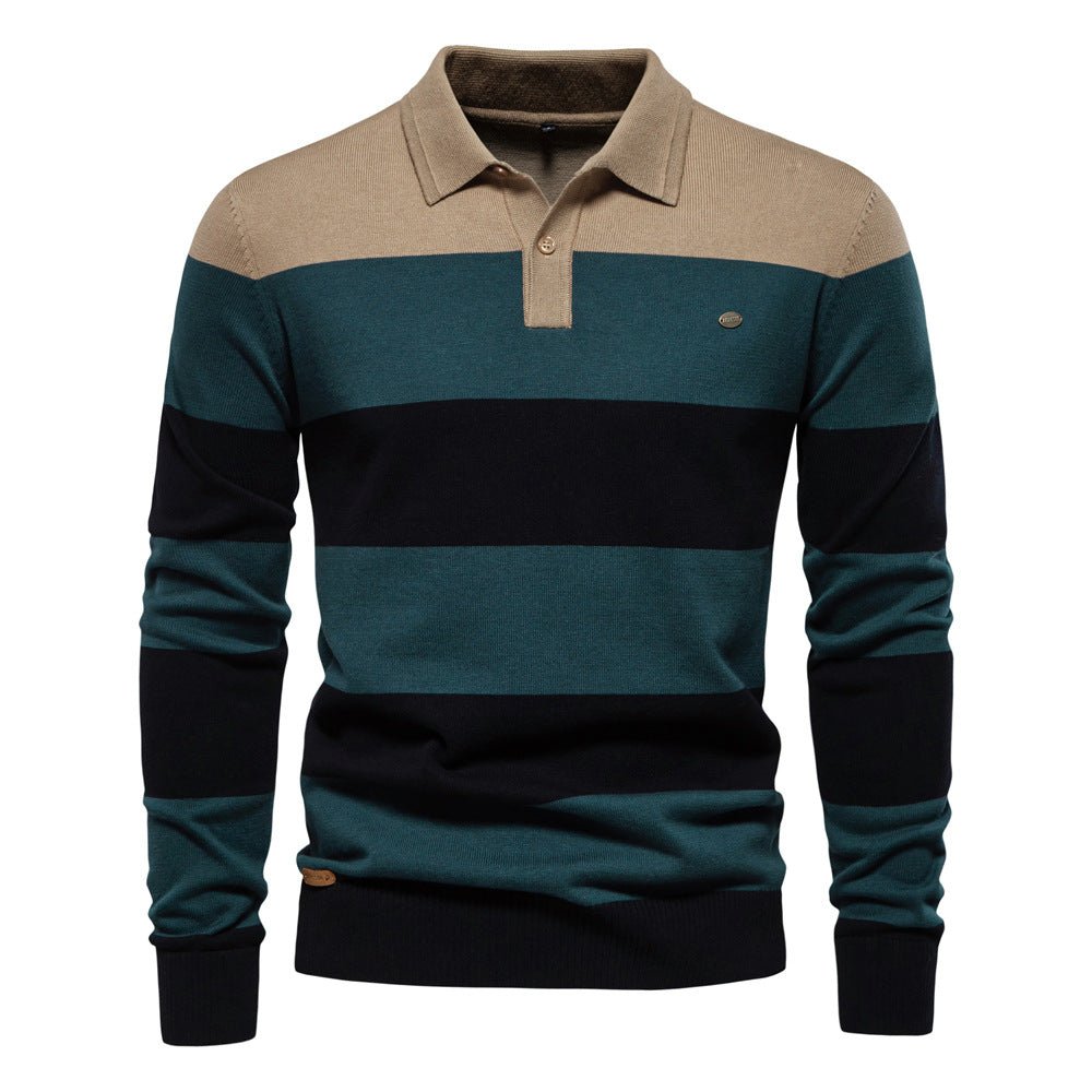 Men's Long Sleeve Polo Collar Sweater Slim Lapel - PratSN