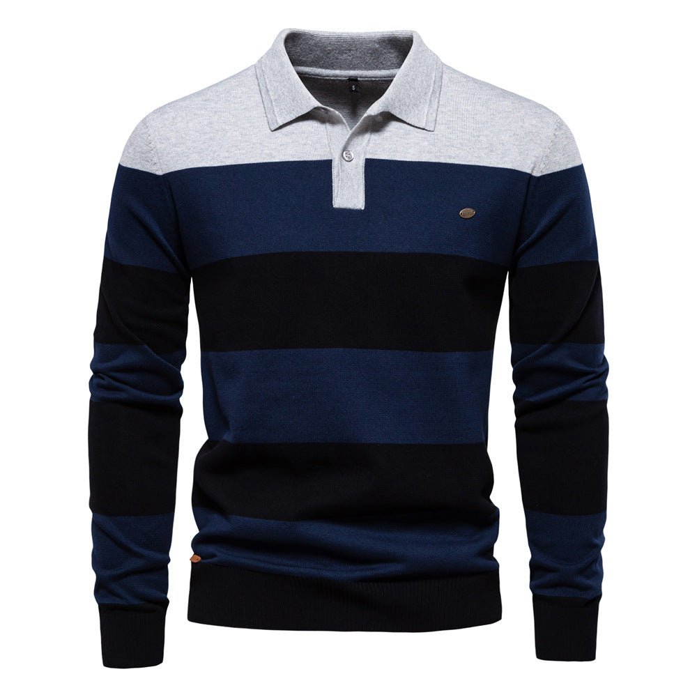 Men's Long Sleeve Polo Collar Sweater Slim Lapel - PratSN