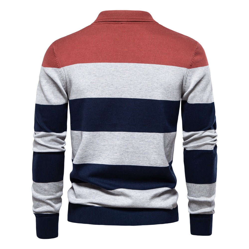 Men's Long Sleeve Polo Collar Sweater Slim Lapel - PratSN