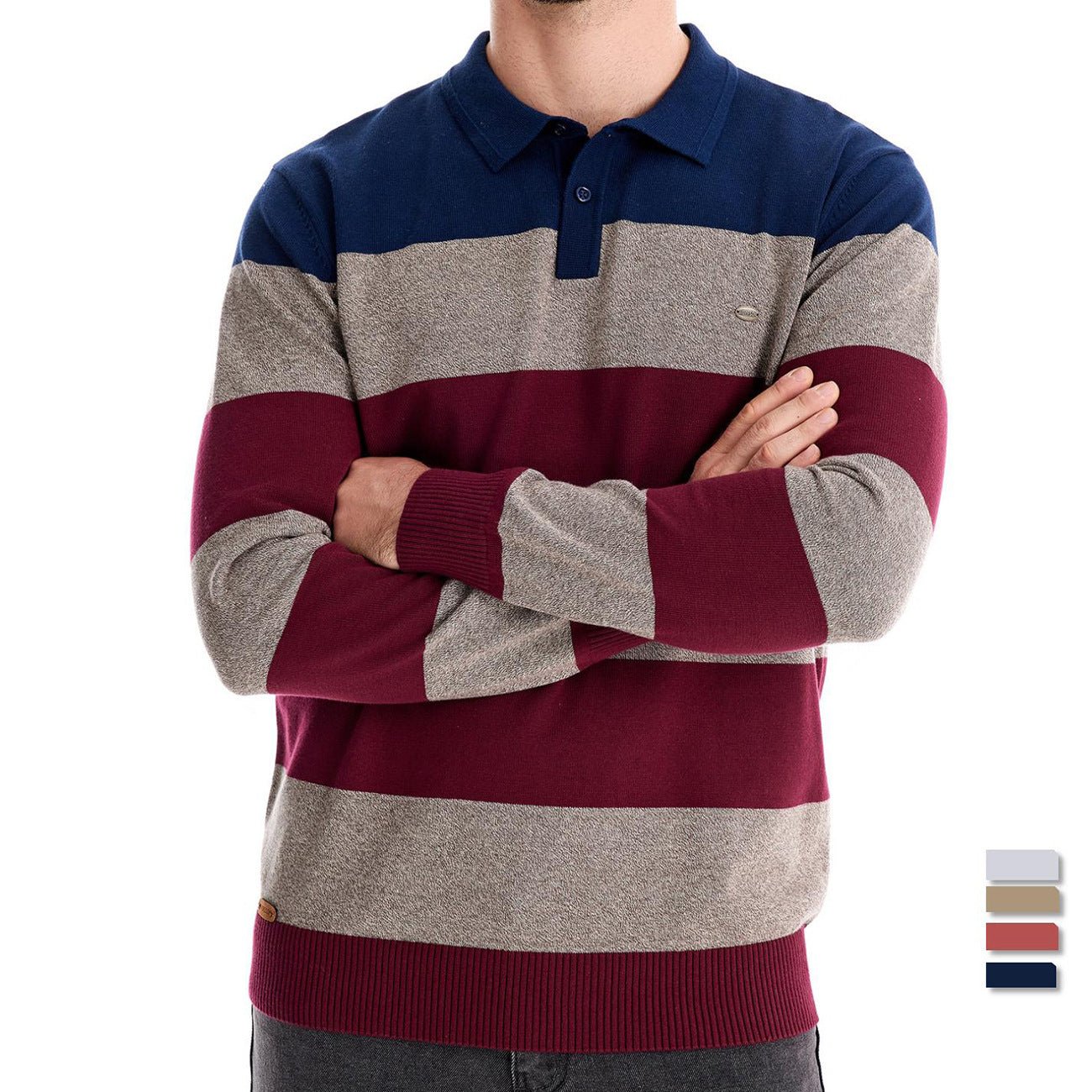 Men's Long Sleeve Polo Collar Sweater Slim Lapel - PratSN