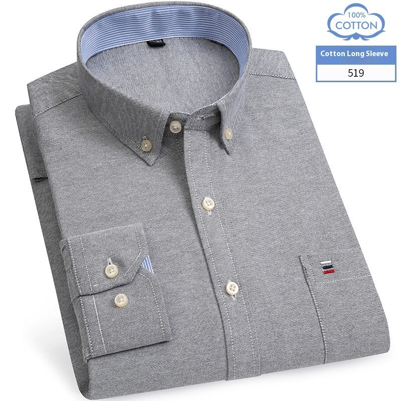 Men's Long - sleeved Cotton Shirt Business Casual Slim - fitting Shirt - PratSN