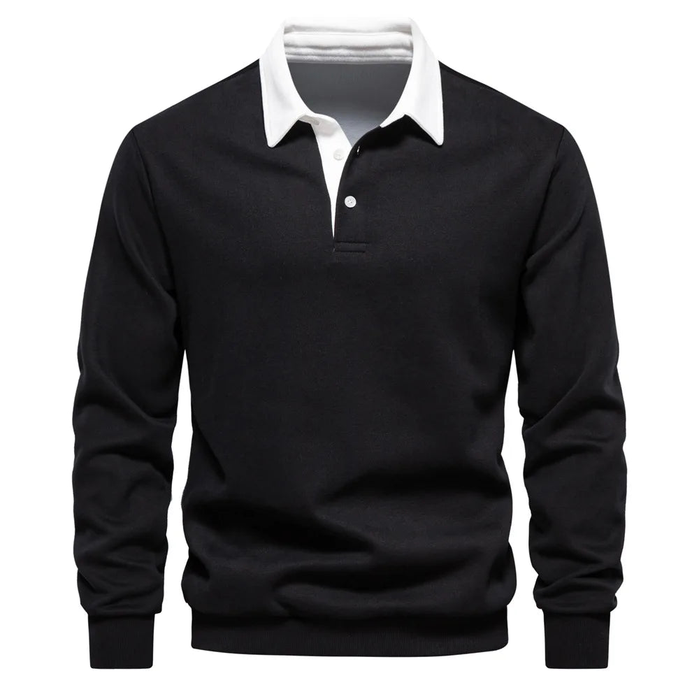 Men's Long sleeved Polo collar Shirt 2025 new autumn high quality casual versatile Polo Shirt - PratSN