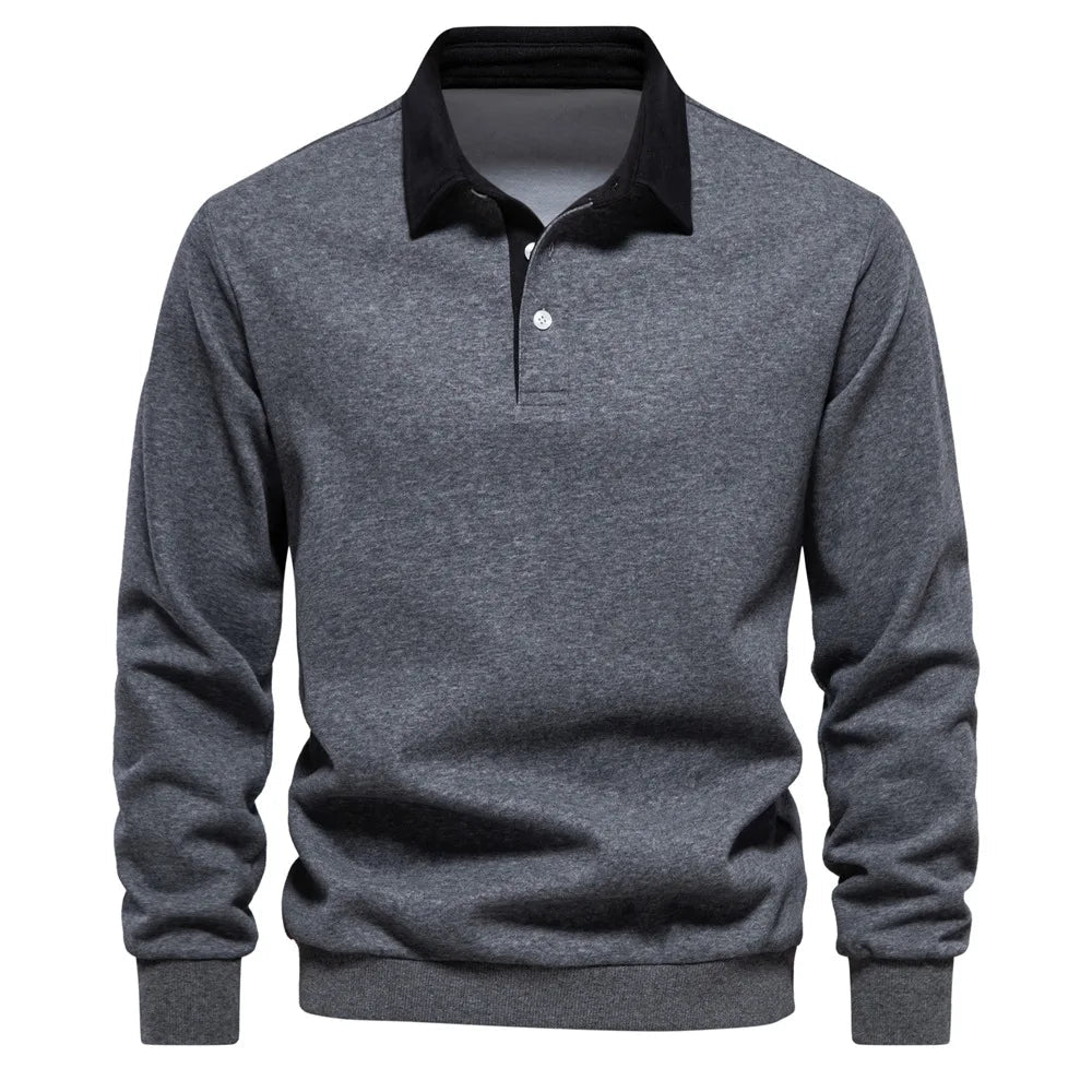 Men's Long sleeved Polo collar Shirt 2025 new autumn high quality casual versatile Polo Shirt - PratSN