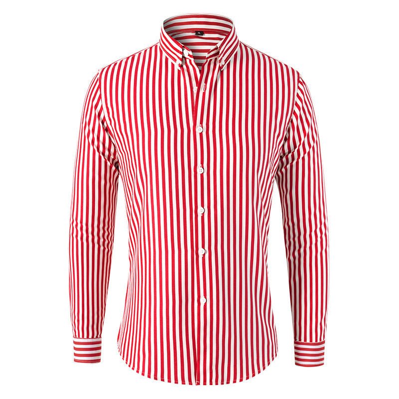 Men's Long - sleeved Slim Casual Striped Shirt - PratSN