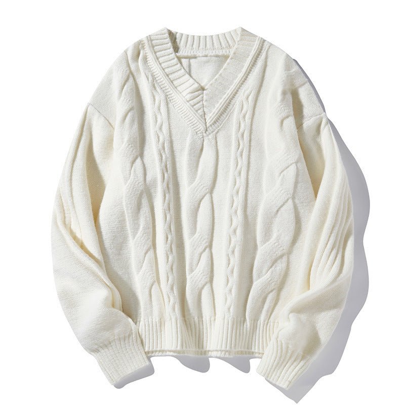 Men's Loose All - match Casual Twist Round Neck Sweater - PratSN