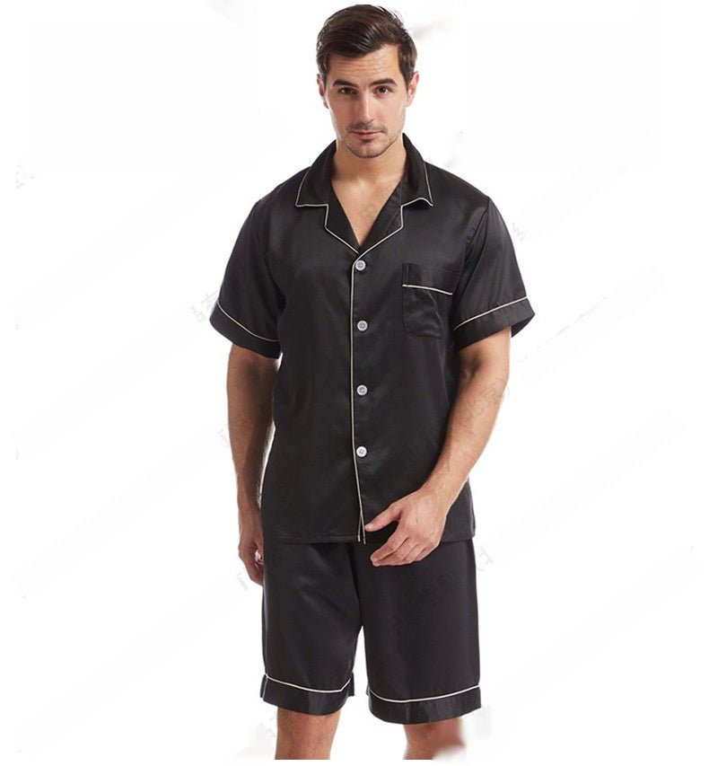 Men's Pajama Set Summer Satin Casual Homeware Suit Breathable Thin Short - sleeved Shorts - PratSN