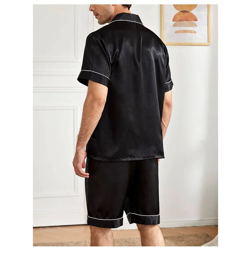 Men's Pajama Set Summer Satin Casual Homeware Suit Breathable Thin Short - sleeved Shorts - PratSN