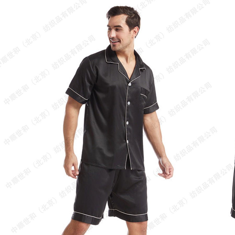 Men's Pajama Set Summer Satin Casual Homeware Suit Breathable Thin Short - sleeved Shorts - PratSN