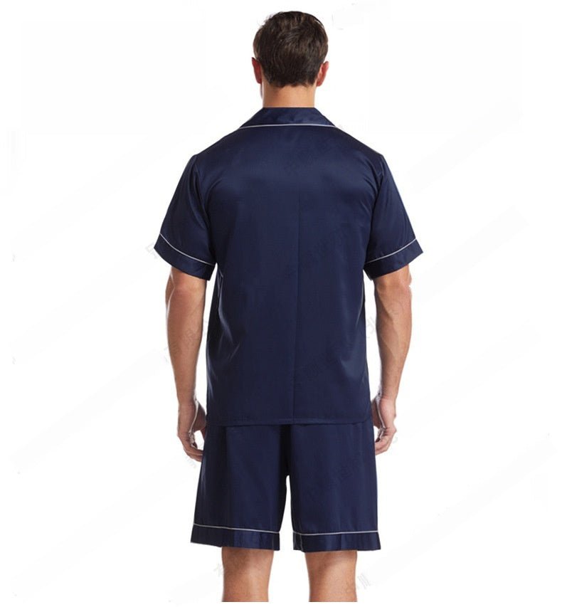 Men's Pajama Set Summer Satin Casual Homeware Suit Breathable Thin Short - sleeved Shorts - PratSN