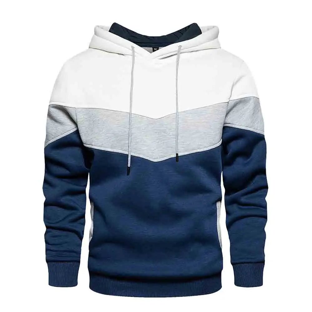 Men's Patchwork Hooded Sweatshirt Hoodies Clothing Casual Loose Fleece Warm Streetwear Autumn Winter Sports Outwear - PratSN