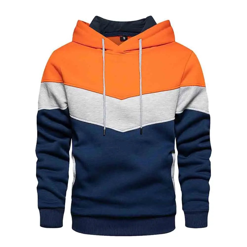 Men's Patchwork Hooded Sweatshirt Hoodies Clothing Casual Loose Fleece Warm Streetwear Autumn Winter Sports Outwear - PratSN