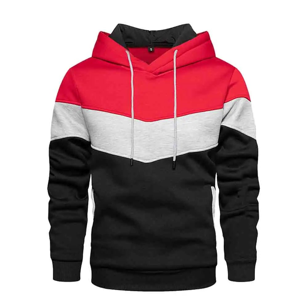 Men's Patchwork Hooded Sweatshirt Hoodies Clothing Casual Loose Fleece Warm Streetwear Autumn Winter Sports Outwear - PratSN