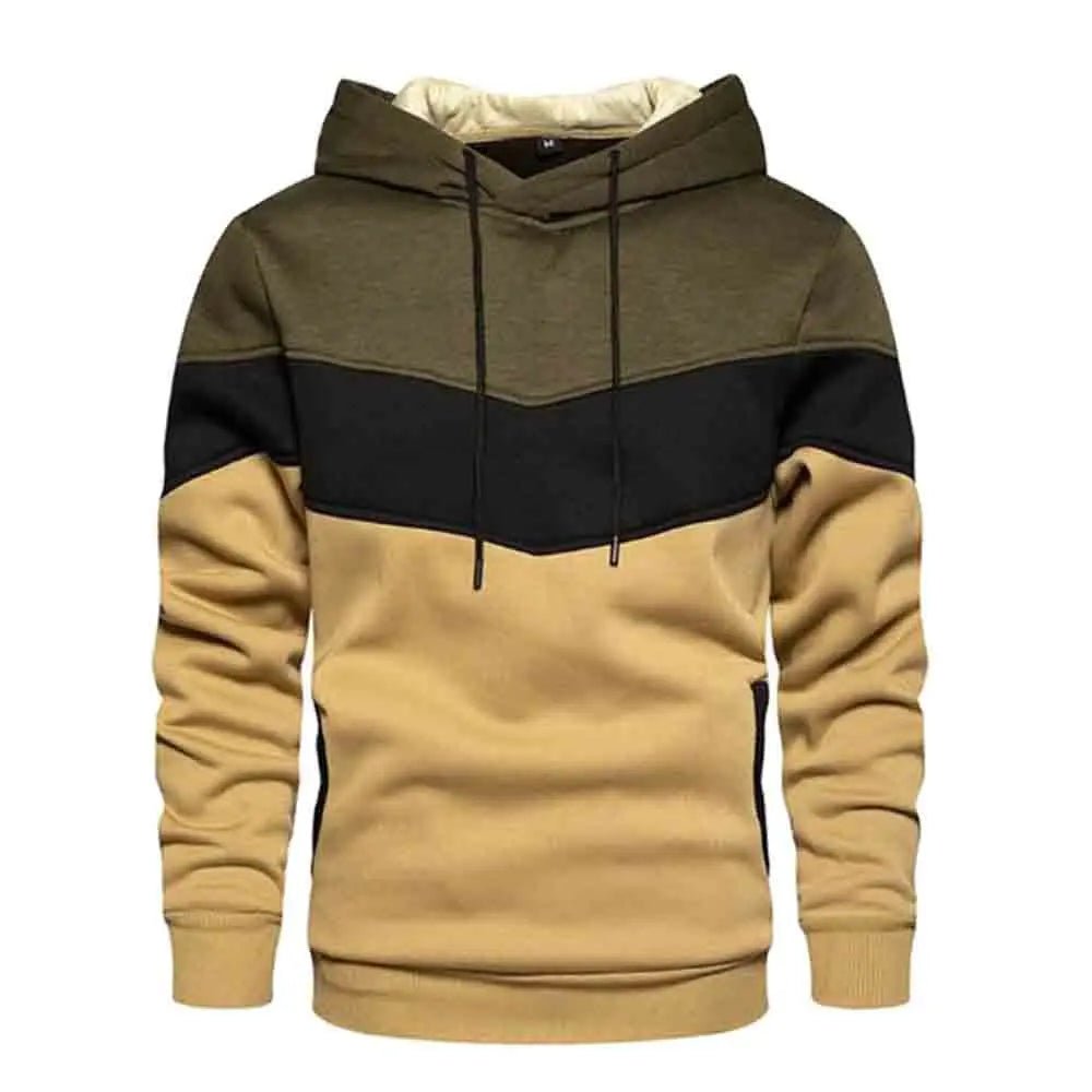 Men's Patchwork Hooded Sweatshirt Hoodies Clothing Casual Loose Fleece Warm Streetwear Autumn Winter Sports Outwear - PratSN