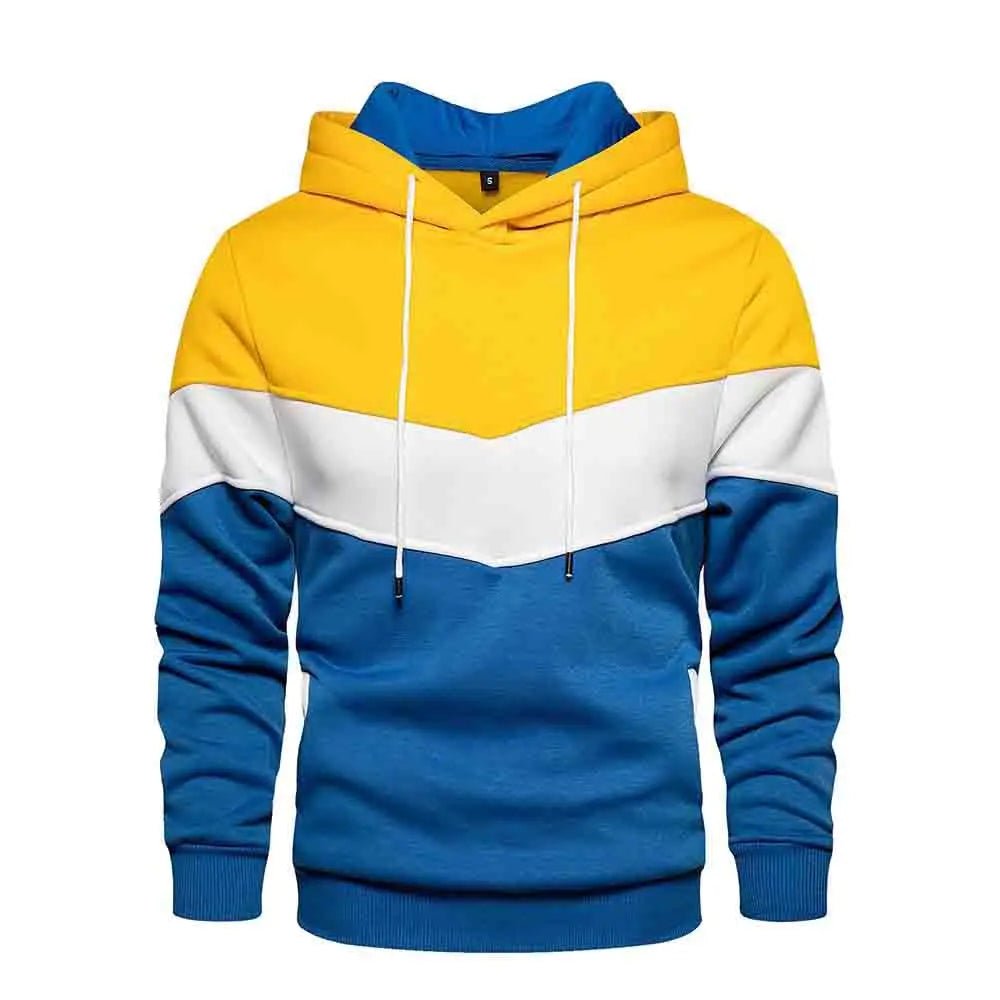 Men's Patchwork Hooded Sweatshirt Hoodies Clothing Casual Loose Fleece Warm Streetwear Autumn Winter Sports Outwear - PratSN