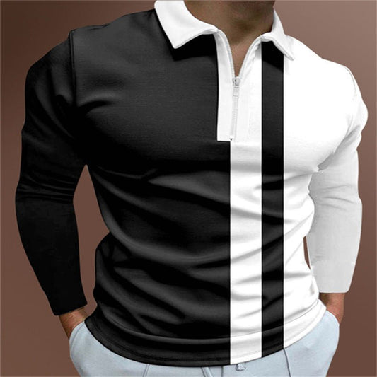Men's POLO Shirt Striped Printed Short Sleeve T-Shirt Lapel Shirt - PratSN