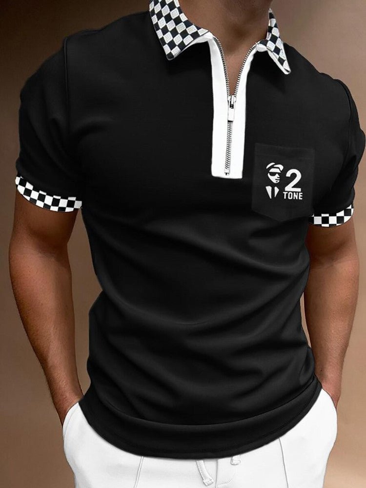 Men's POLO Shirt Striped Printed Short Sleeve T-Shirt Lapel Shirt - PratSN