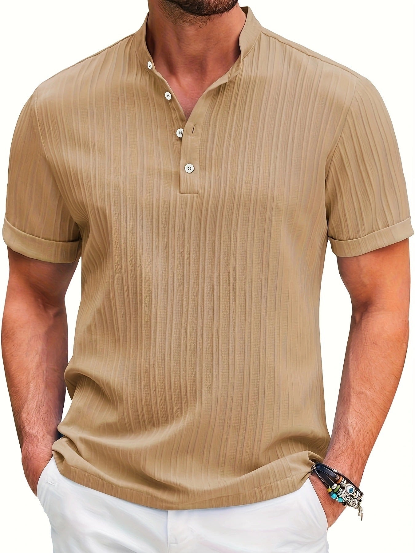 Men's Polo Shirt Summer Stand Collar Buttons Short Sleeve T-shirt - PratSN