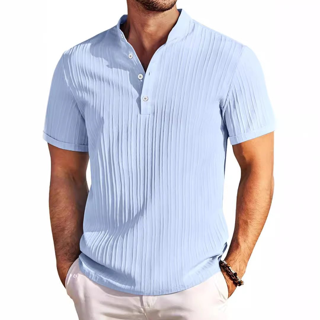 Men's Polo Shirt Summer Stand Collar Buttons Short Sleeve T-shirt - PratSN