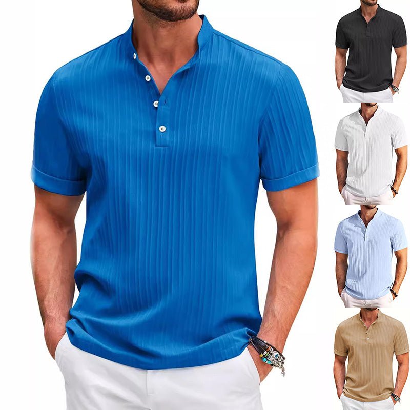 Men's Polo Shirt Summer Stand Collar Buttons Short Sleeve T-shirt - PratSN