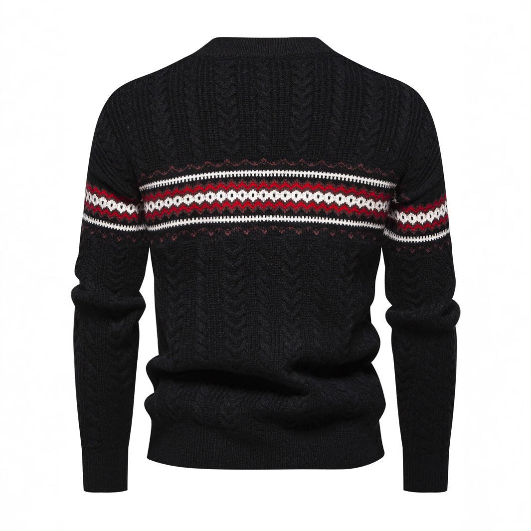 Men's Round Neck Pullover Print Casual Sweater - PratSN