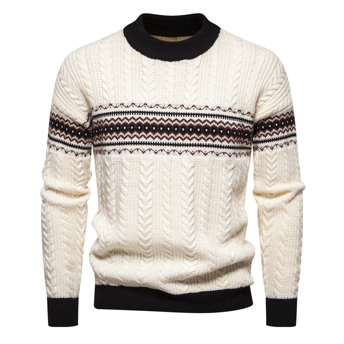 Men's Round Neck Pullover Print Casual Sweater - PratSN