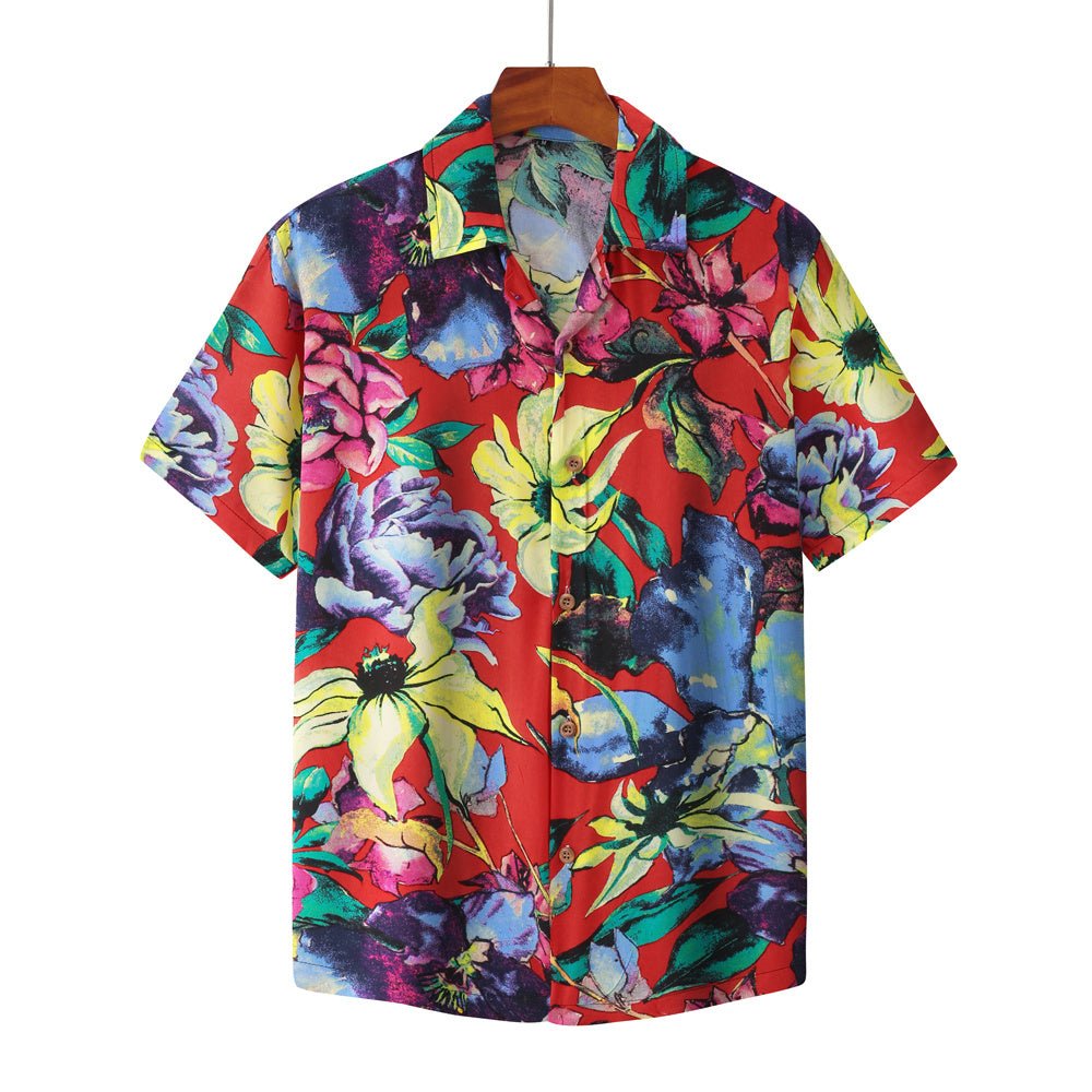 Men's Short Sleeve Shirt Fashion Loose Printed Shirt - PratSN