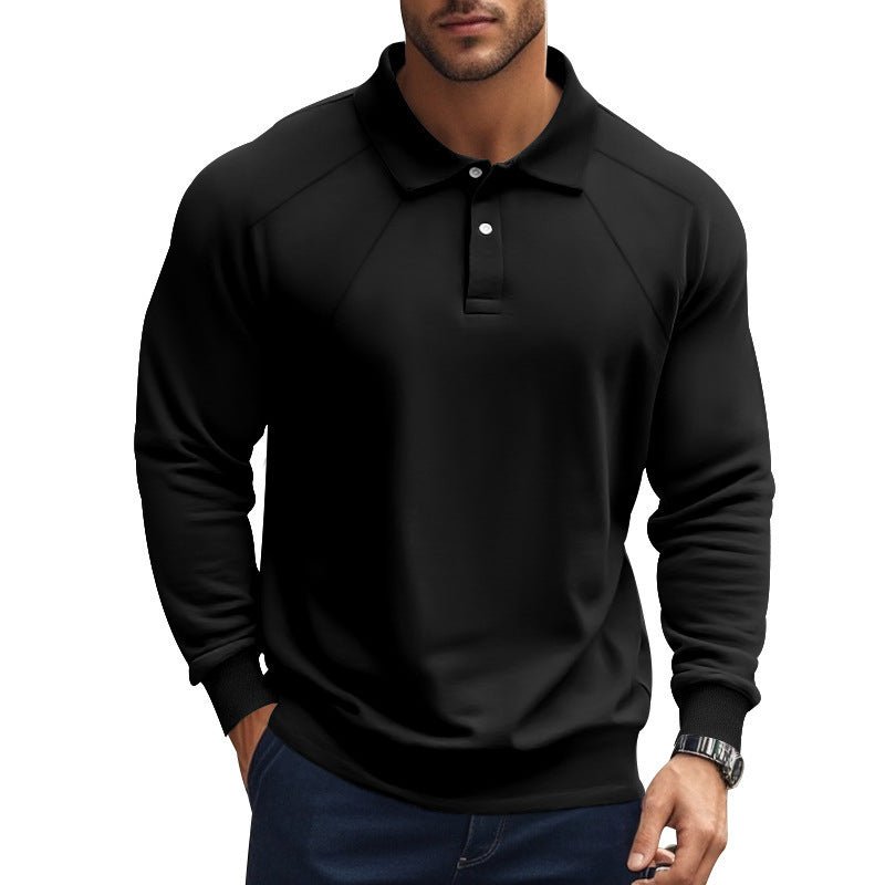 Men's Spring And Autumn Polo Collar Solid Color Casual Bottoming American Polo Shirt - PratSN