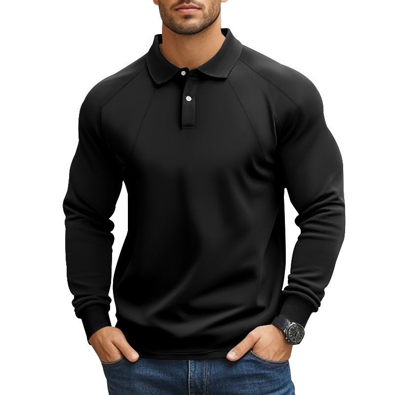 Men's Spring And Autumn Polo Collar Solid Color Casual Bottoming American Polo Shirt - PratSN