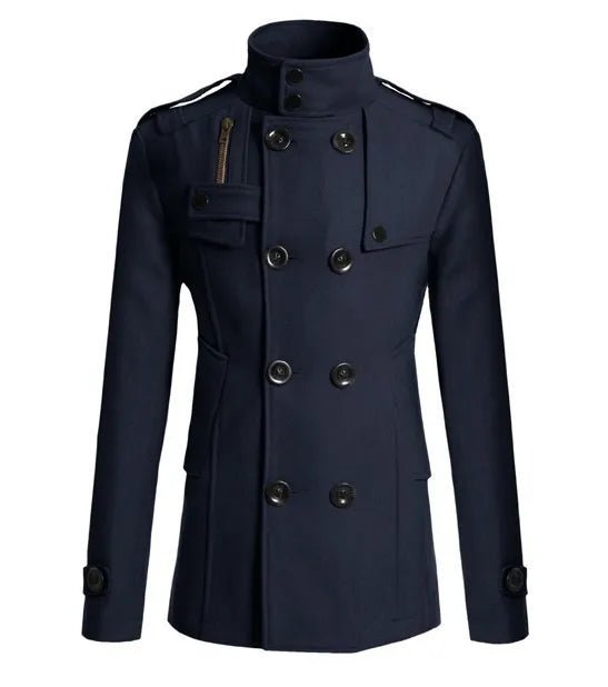 Men's Streetwear Solid Color Mid - length Woolen Coat Fashion Casual Button - down Suit Collar Jacket Leisure Luxury Retro Clothes - PratSN