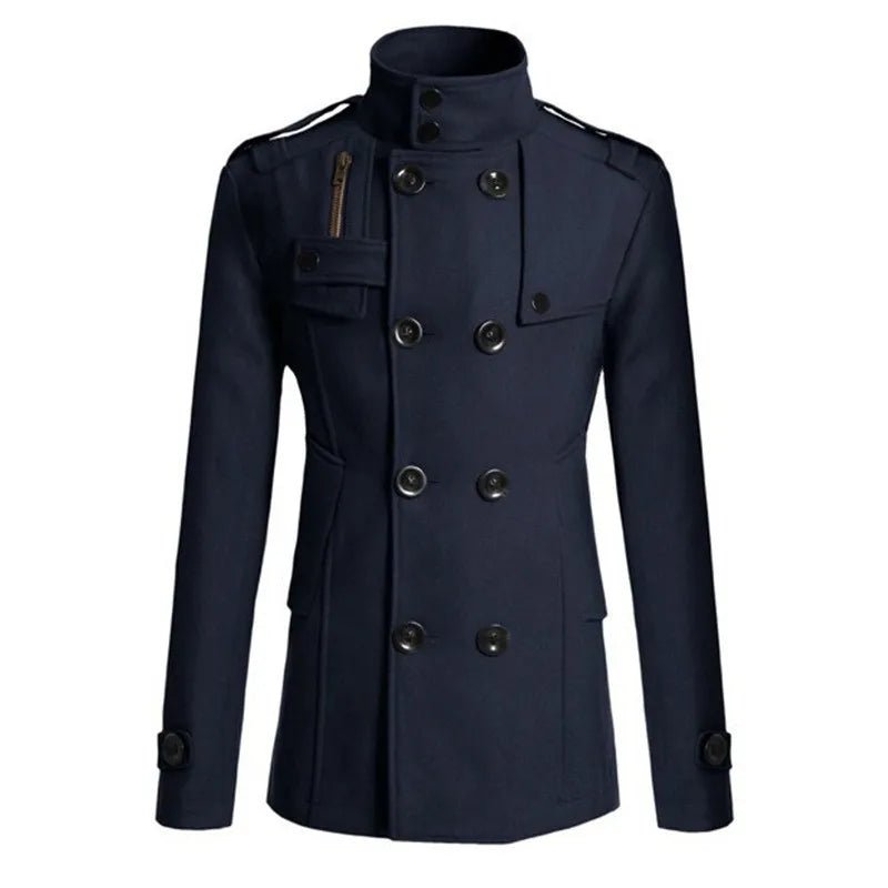 Men's Streetwear Solid Color Mid - length Woolen Coat Fashion Casual Button - down Suit Collar Jacket Leisure Luxury Retro Clothes - PratSN