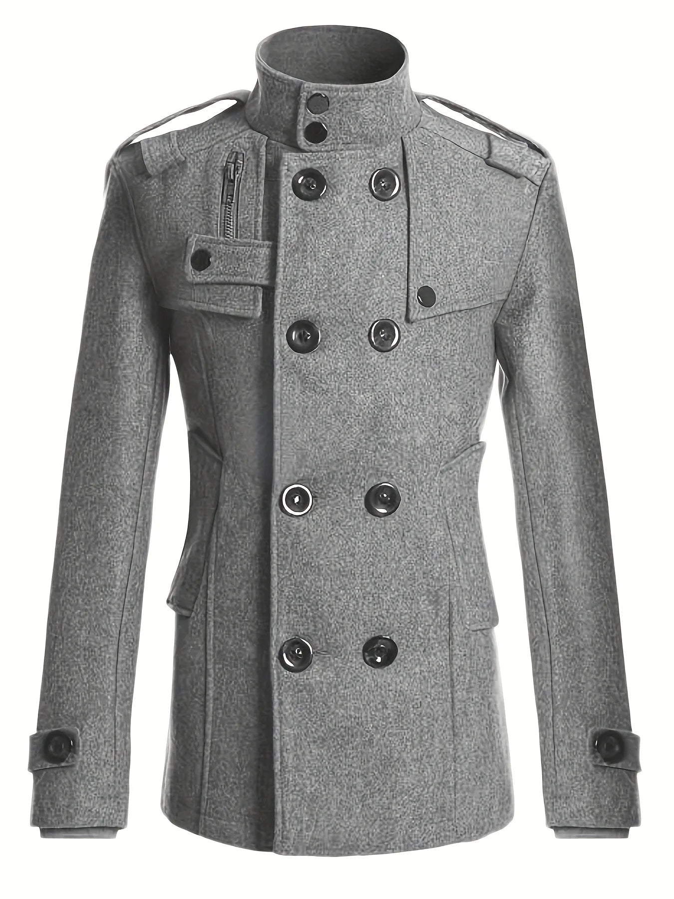 Men's Streetwear Solid Color Mid - length Woolen Coat Fashion Casual Button - down Suit Collar Jacket Leisure Luxury Retro Clothes - PratSN