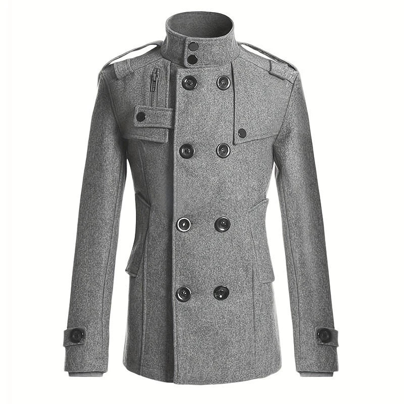 Men's Streetwear Solid Color Mid - length Woolen Coat Fashion Casual Button - down Suit Collar Jacket Leisure Luxury Retro Clothes - PratSN