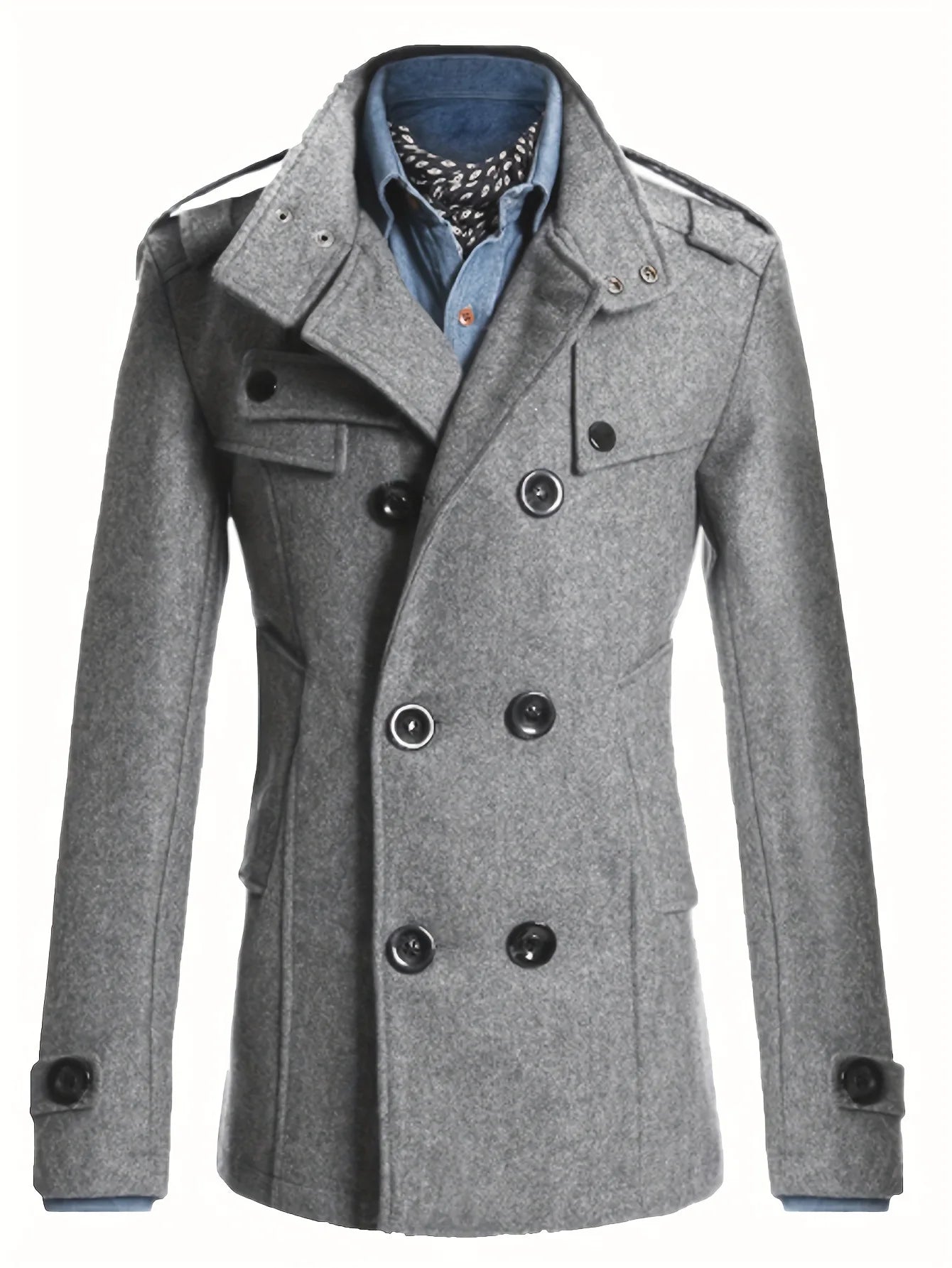 Men's Streetwear Solid Color Mid - length Woolen Coat Fashion Casual Button - down Suit Collar Jacket Leisure Luxury Retro Clothes - PratSN