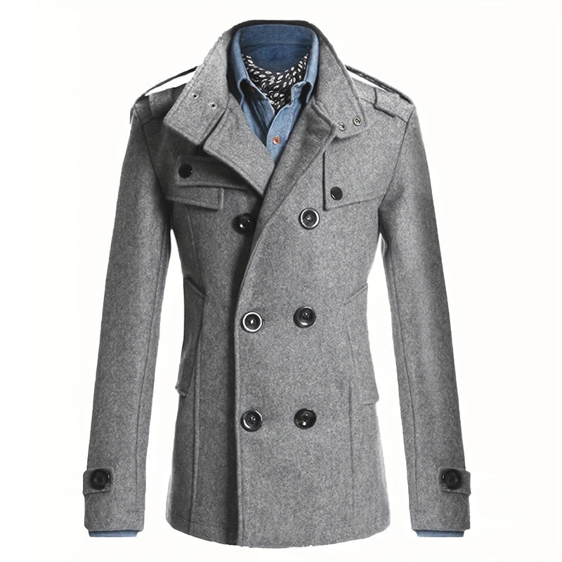 Men's Streetwear Solid Color Mid - length Woolen Coat Fashion Casual Button - down Suit Collar Jacket Leisure Luxury Retro Clothes - PratSN
