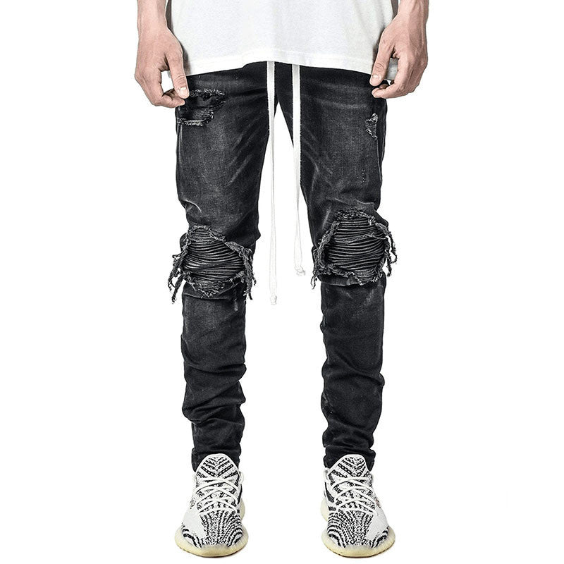 Men's Stretch Leggings Motorcycle Ripped Jeans - PratSN