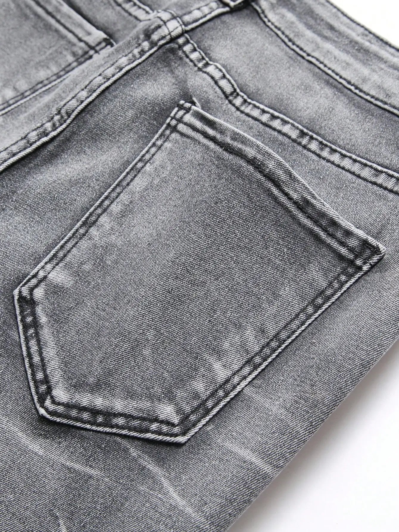 Men‘s Stretchy Denim Jeans Streetwear Tearing Patchwork Holes Ripped Denim Elastic Waist Casual Pants Slim fit Straight Trousers - PratSN
