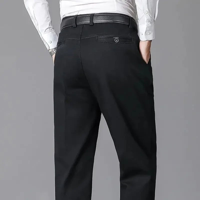 Men's Summer Thin Pants Classic Casual 100% Cotton Business Fashion Stretch Solid Comfortable Elastic Straigh Trousers KOACUS - PratSN