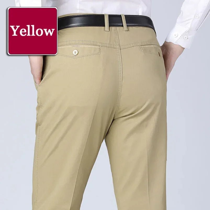 Men's Summer Thin Pants Classic Casual 100% Cotton Business Fashion Stretch Solid Comfortable Elastic Straigh Trousers KOACUS - PratSN