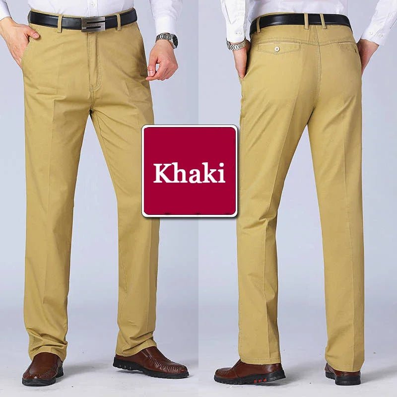 Men's Summer Thin Pants Classic Casual 100% Cotton Business Fashion Stretch Solid Comfortable Elastic Straigh Trousers KOACUS - PratSN