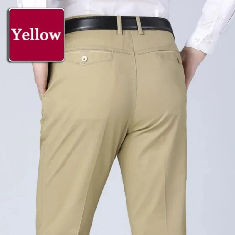 Men's Summer Thin Pants Classic Casual 100% Cotton Business Fashion Stretch Solid Comfortable Elastic Straigh Trousers KOACUS - PratSN
