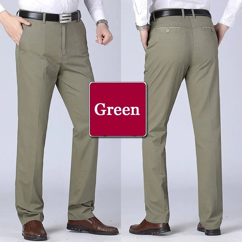 Men's Summer Thin Pants Classic Casual 100% Cotton Business Fashion Stretch Solid Comfortable Elastic Straigh Trousers KOACUS - PratSN