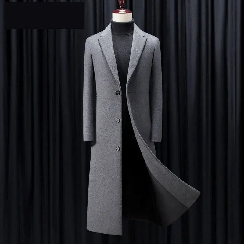 Men's Ultra - Long Woolen Coat Thiened Cotton Busin Sle Autumn Winter Coat Windbreaker Outerwear Slim Fit Travel Friendly - PratSN