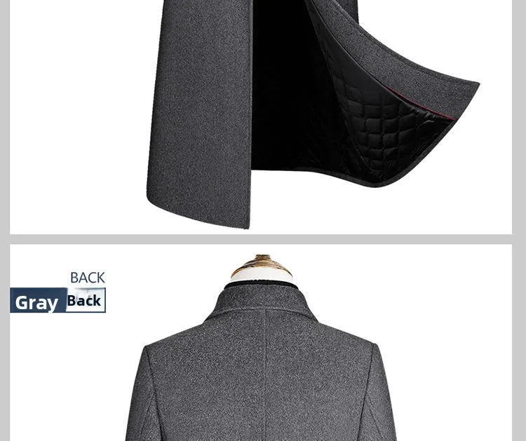 Men's Ultra - Long Woolen Coat Thiened Cotton Busin Sle Autumn Winter Coat Windbreaker Outerwear Slim Fit Travel Friendly - PratSN