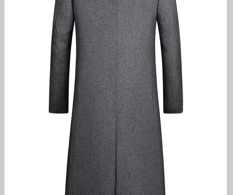 Men's Ultra - Long Woolen Coat Thiened Cotton Busin Sle Autumn Winter Coat Windbreaker Outerwear Slim Fit Travel Friendly - PratSN