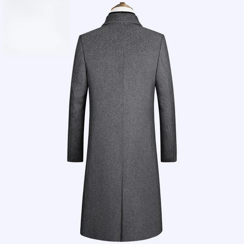 Men's Ultra - Long Woolen Coat Thiened Cotton Busin Sle Autumn Winter Coat Windbreaker Outerwear Slim Fit Travel Friendly - PratSN