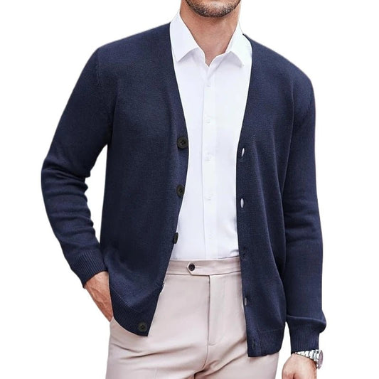 Men's V Neck Cardigan Sweat coats Casual Lightweight Button Down Knitted Cardigan Sweater - PratSN