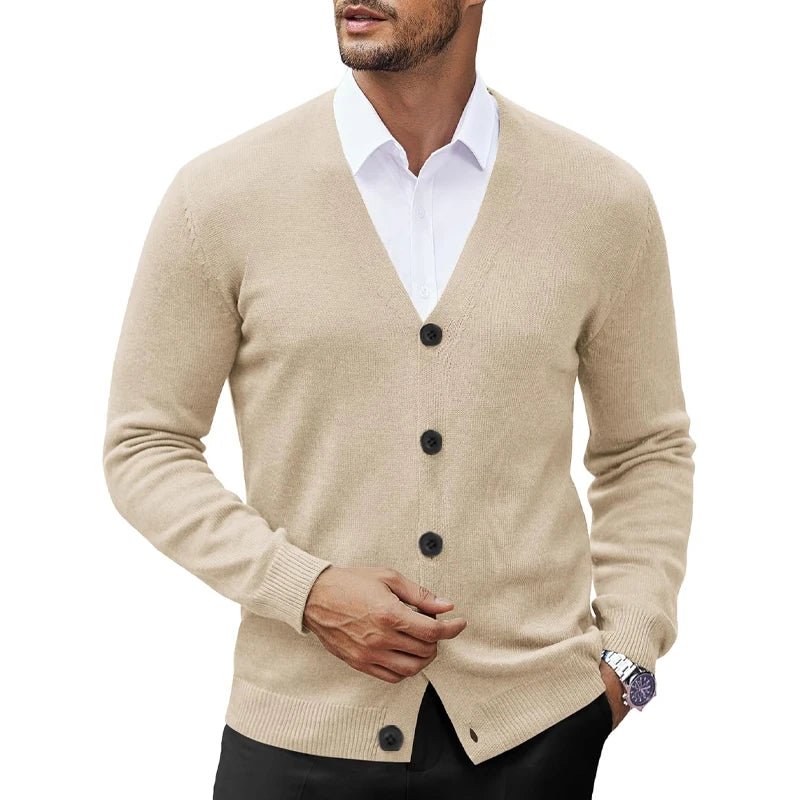 Men's V Neck Cardigan Sweat coats Casual Lightweight Button Down Knitted Cardigan Sweater Outdoor Streetwear - PratSN