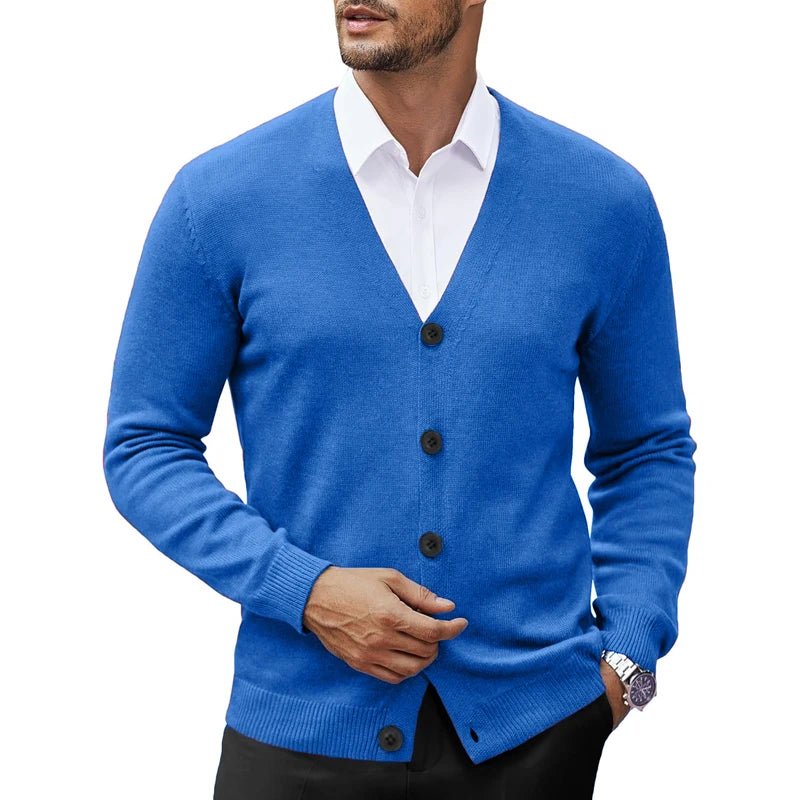 Men's V Neck Cardigan Sweat coats Casual Lightweight Button Down Knitted Cardigan Sweater Outdoor Streetwear - PratSN