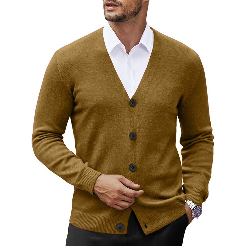 Men's V Neck Cardigan Sweat coats Casual Lightweight Button Down Knitted Cardigan Sweater Outdoor Streetwear - PratSN